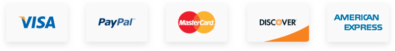 Visa, Mastercard, American Express, Discover