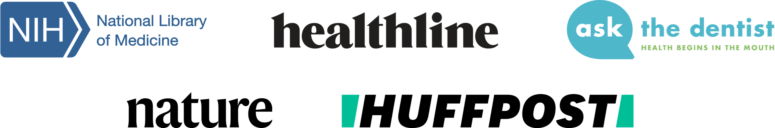 NIH, Healthline, Nature, HuffPost, Ask The Dentist
